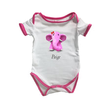 Load image into Gallery viewer, Personalised Baby Grow Elephant - Baby Name &amp; Optional DOB
