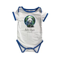 Load image into Gallery viewer, Personalised Baby Grow Panda in Forest (Circle) - Baby Name &amp; Optional DOB
