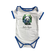 Load image into Gallery viewer, Personalised Baby Grow Panda in Forest (Paint) - Baby Name &amp; Optional DOB
