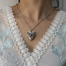Load image into Gallery viewer, Angel Wings Sparkle Necklace In Silver Being Worn
