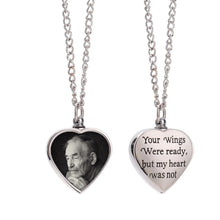 Load image into Gallery viewer, Ashes Necklace Photo Pendant - Heart Urn Photo Pendant - Upload Your Picture