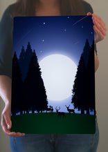 Load image into Gallery viewer, Forest Picture At Night - Metal Poster Print Forest Art