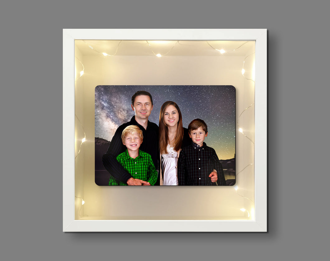 Light Up Box Frame With A5 Personalised METAL Photo Print Inside - Birthday Gift, Father's Day, Mother's Day, Christmas Gift