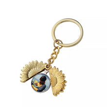 Load image into Gallery viewer, BUNDLE Photo Locket Necklace and Keyring - Sunflower Photo Necklace and Keyring - Silver or Gold - Upload Your Picture