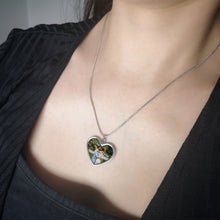Load image into Gallery viewer, heart photo pendant being worn
