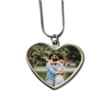Load image into Gallery viewer, Heart photo pendant front on white background
