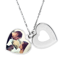 Load image into Gallery viewer, Heart Photo Locket Open
