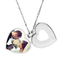 Load image into Gallery viewer, Heart Photo Locket Open