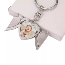 Load image into Gallery viewer, Photo Locket Keyring - 'Angel Wings' Heart Photo Keyring - Upload Your Picture