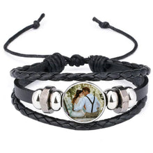 Load image into Gallery viewer, BUNDLE Photo Pendant Leather Necklace, Bracelet and Keyring - Upload Your Picture
