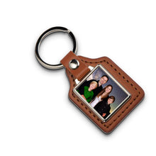Load image into Gallery viewer, Personalised Leather &amp; Metal Keyrings - Hinged Rectangle

