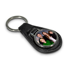 Load image into Gallery viewer, Personalised Leather & Metal Keyrings - Hinged Circle