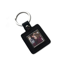 Load image into Gallery viewer, Personalised Leather & Metal Keyrings - Black Square