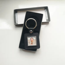 Load image into Gallery viewer, Personalised Leather & Metal Keyrings - Black Square
