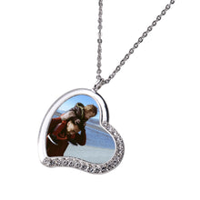 Load image into Gallery viewer, Photo Pendant - Slanted Heart Photo Necklace / Pendant - Silver & Gold