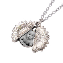 Load image into Gallery viewer, Sunflower Photo Necklace Open On White Background
