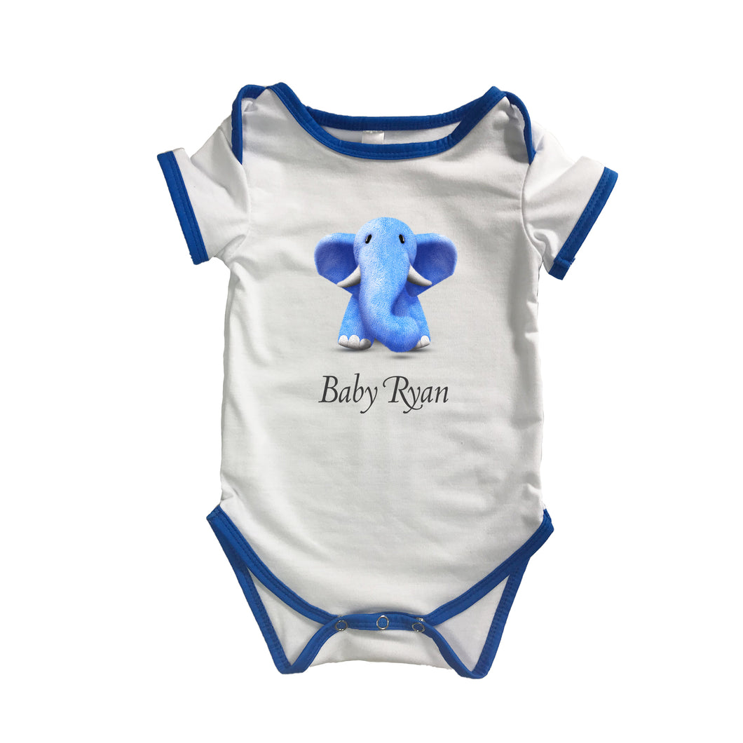 Personalised Baby Grow Elephant - Baby Name & Optional DOB