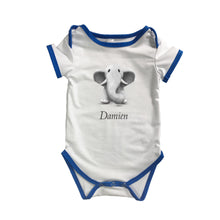 Load image into Gallery viewer, Personalised Baby Grow Elephant - Baby Name &amp; Optional DOB
