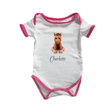 Load image into Gallery viewer, Personalised Baby Grow Horse - Baby Name &amp; Optional DOB
