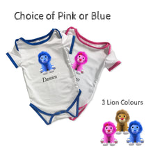 Load image into Gallery viewer, Personalised Baby Grow Lion - Baby Name &amp; Optional DOB
