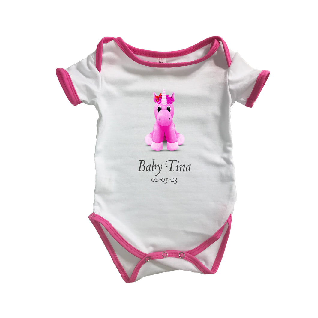 Personalised Baby Grow Unicorn - Baby Name & Optional DOB