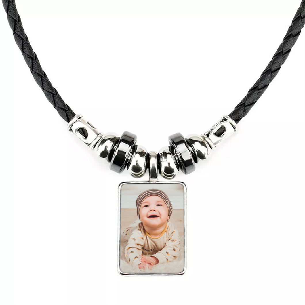 Photo Pendant - Leather Photo Necklace / Pendant - Upload Your Picture