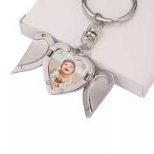 Load image into Gallery viewer, Photo Locket Keyring - &#39;Angel Wings&#39; Heart Photo Keyring - Upload Your Picture
