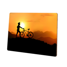 Load image into Gallery viewer, Personalised Mountain Biking Metal Photo With Wooden Backing - Metal Poster Wall Picture
