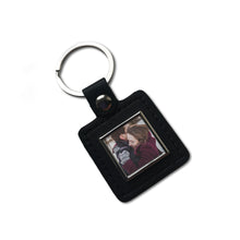 Load image into Gallery viewer, Personalised Leather &amp; Metal Keyrings - Black Square
