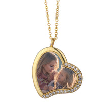 Load image into Gallery viewer, Photo Pendant - Slanted Heart Photo Necklace / Pendant - Silver &amp; Gold
