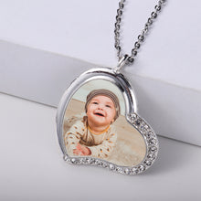 Load image into Gallery viewer, Photo Pendant - Slanted Heart Photo Necklace / Pendant - Silver &amp; Gold

